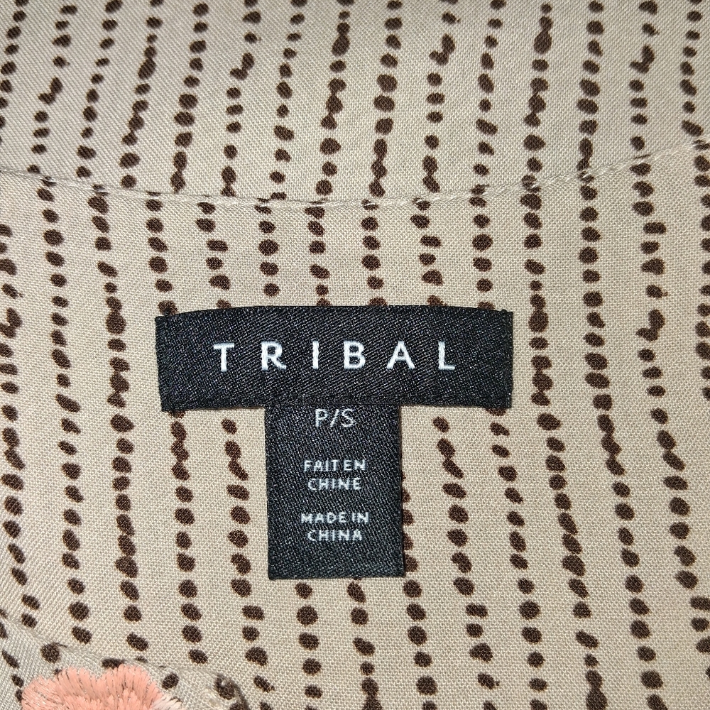 Tribal Women's Blouse Bohemian Chic with Pink Floral Embroidery Size M - Picture 10 of 14